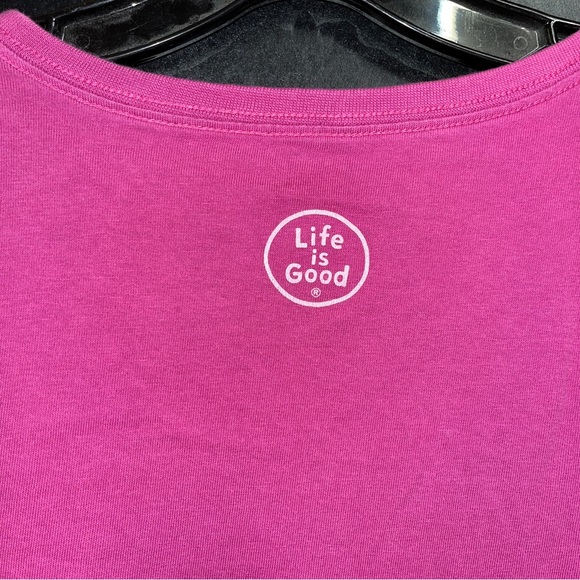 ποΈ Life is Good t-shirt, V-neck, 100% cotton, dark pink/fuchsia, camping theme - Picture 7 of 9